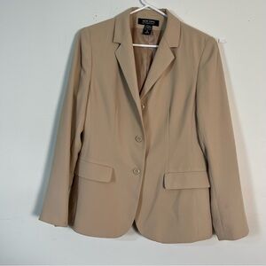 New York and Company tan three button blazer ladies size 10,